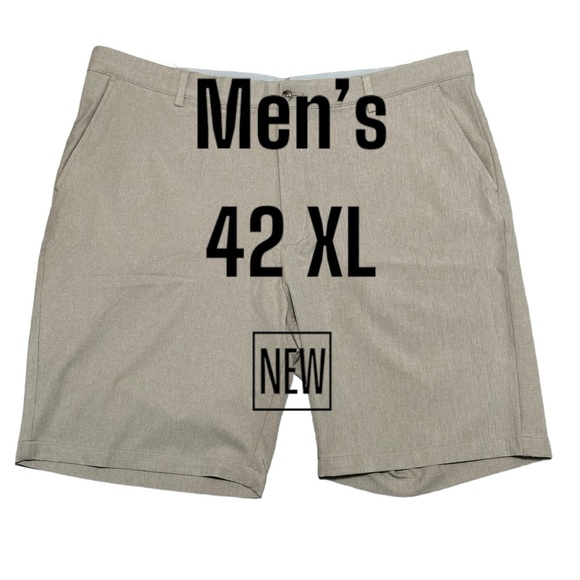 Men's Greg Norman 42 XL Golf Shorts Khaki Chino Khakis Flex Waist Stretch NWT - Picture 2 of 9